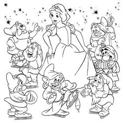 着色页: 白雪公主和七个小矮人 - 免费可打印着色页
