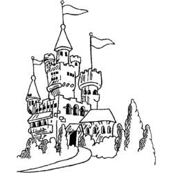 着色页: 城堡 (建筑和建筑) #62154 - 免费可打印着色页