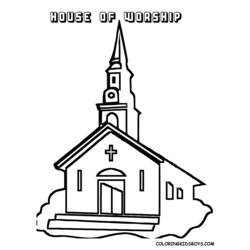 着色页: 教会 (建筑和建筑) #64353 - 免费可打印着色页