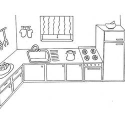 着色页: 厨房间 (建筑和建筑) #63563 - 免费可打印着色页