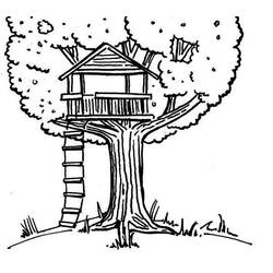 着色页: 树屋 - 免费可打印着色页