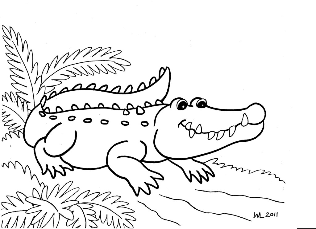 着色页: 短吻鳄 (动物) #396 - 免费可打印着色页