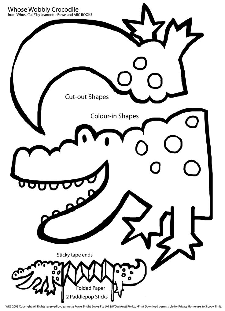 着色页: 短吻鳄 (动物) #398 - 免费可打印着色页