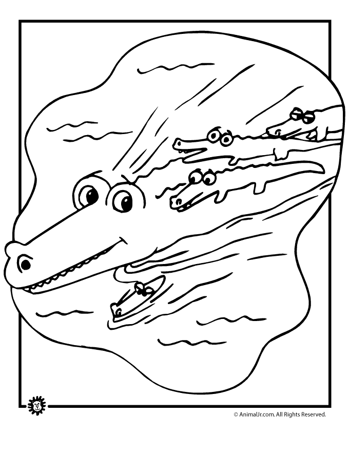 着色页: 短吻鳄 (动物) #405 - 免费可打印着色页