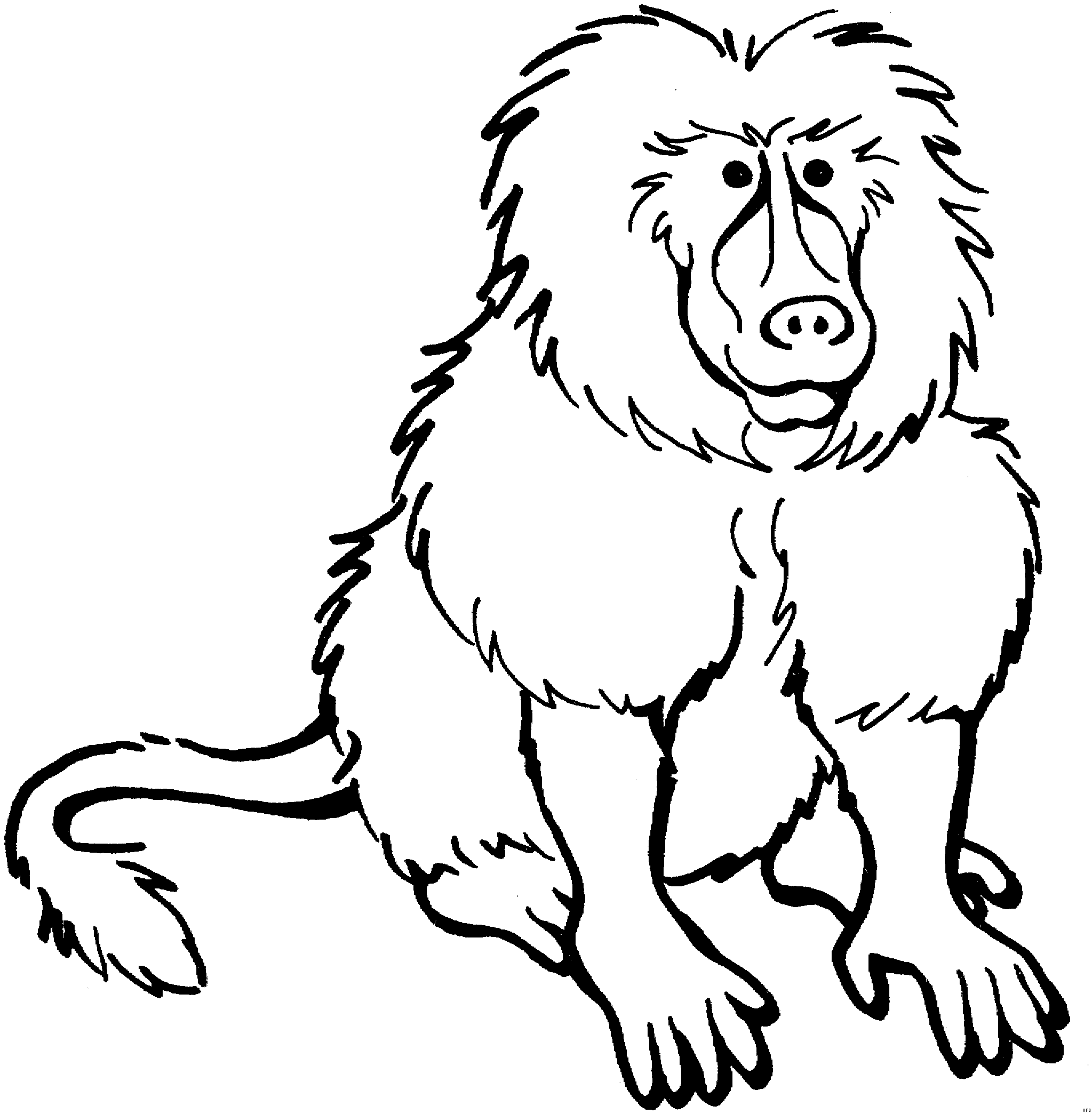 着色页: 狒狒 (动物) #775 - 免费可打印着色页