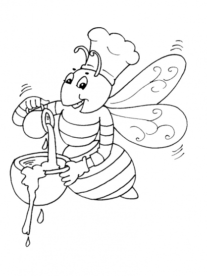 着色页: 蜜蜂 (动物) #105 - 免费可打印着色页