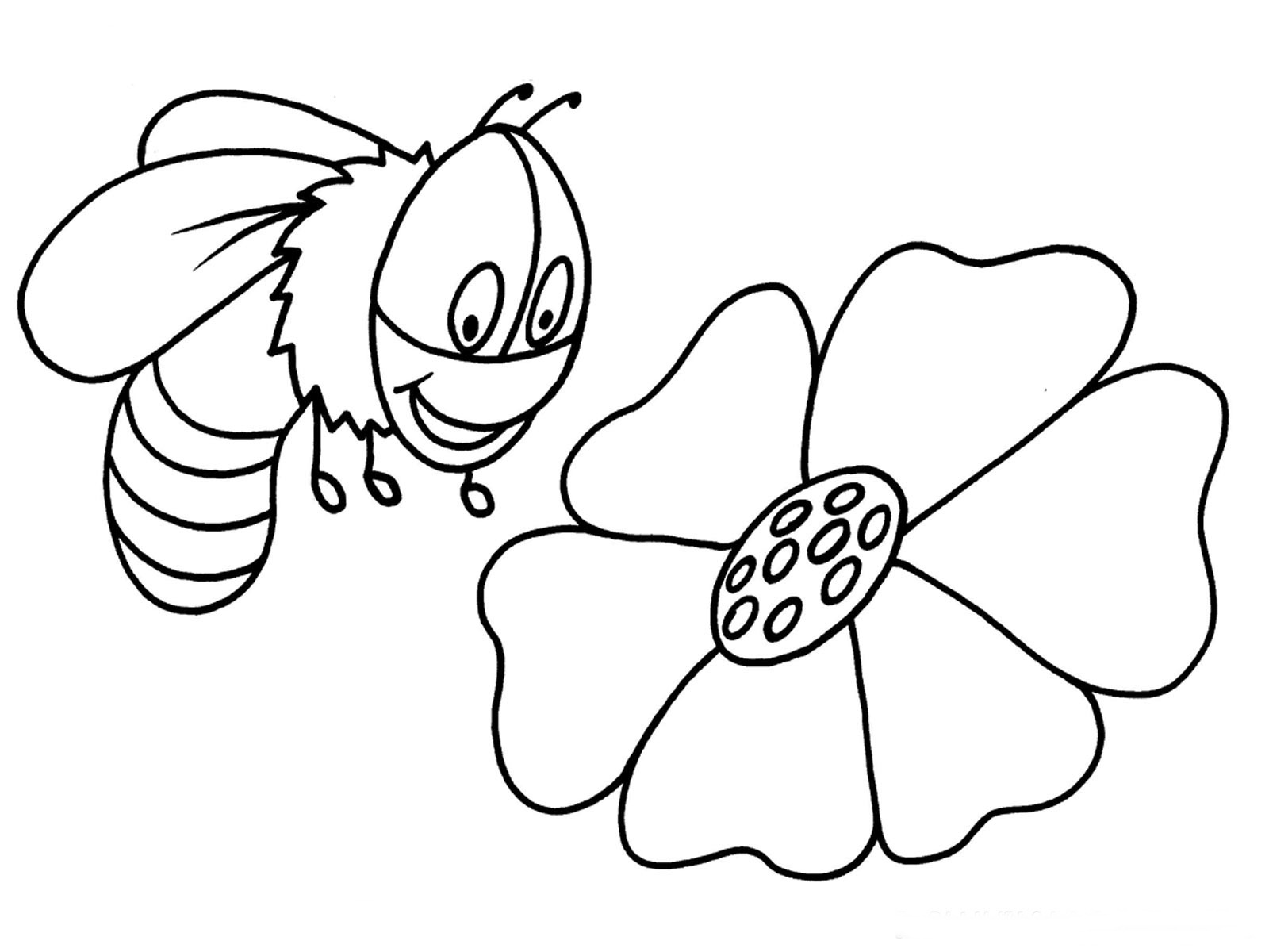 着色页: 蜜蜂 (动物) #119 - 免费可打印着色页