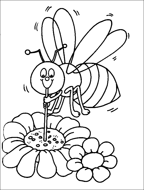 着色页: 蜜蜂 (动物) #129 - 免费可打印着色页