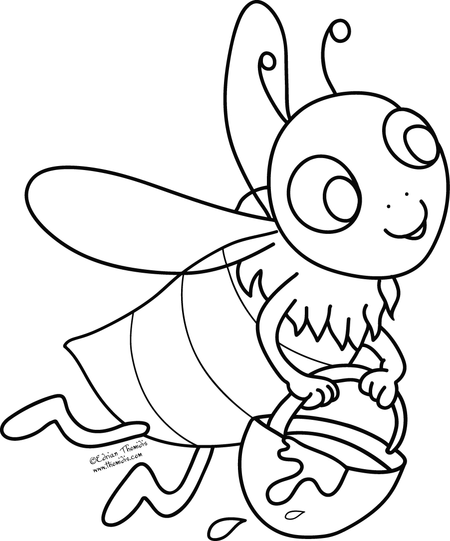 着色页: 蜜蜂 (动物) #147 - 免费可打印着色页