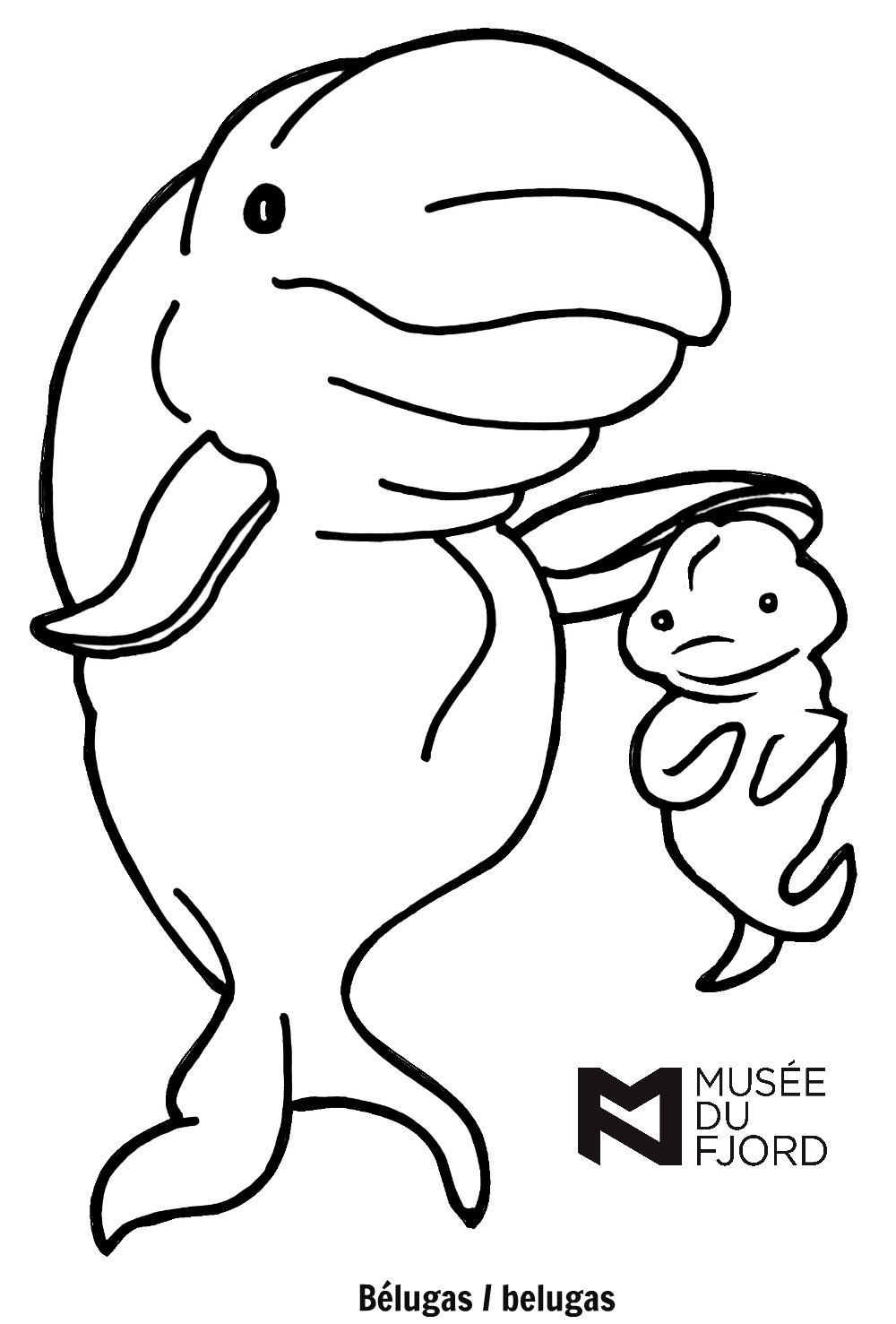 着色页: 白鲸 (动物) #1065 - 免费可打印着色页
