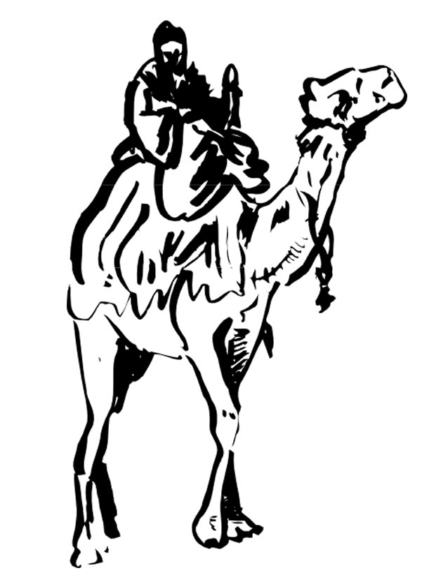 着色页: 骆驼 (动物) #1755 - 免费可打印着色页