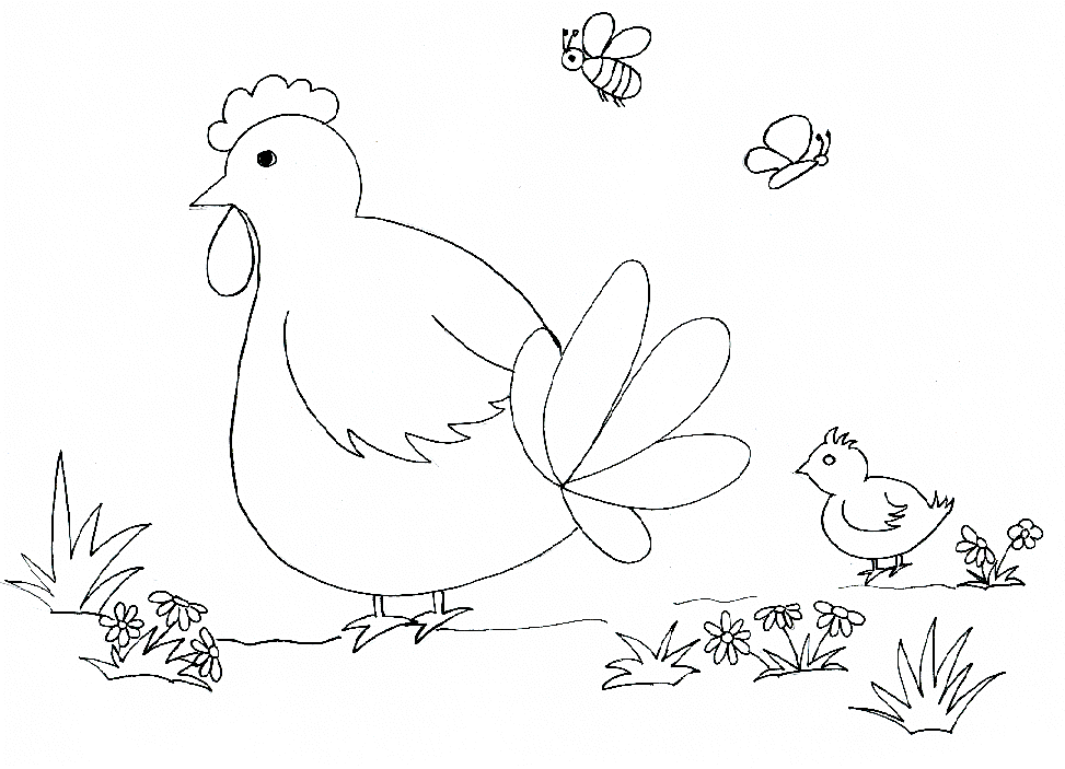 着色页: 鸡 (动物) #17232 - 免费可打印着色页
