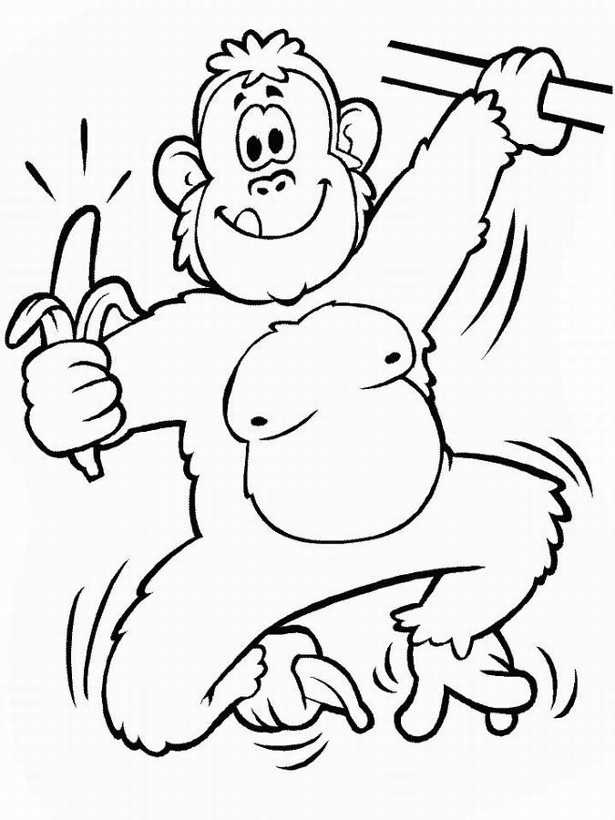 着色页: 黑猩猩 (动物) #2770 - 免费可打印着色页
