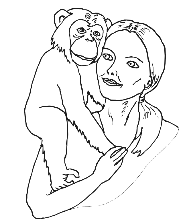 着色页: 黑猩猩 (动物) #2797 - 免费可打印着色页