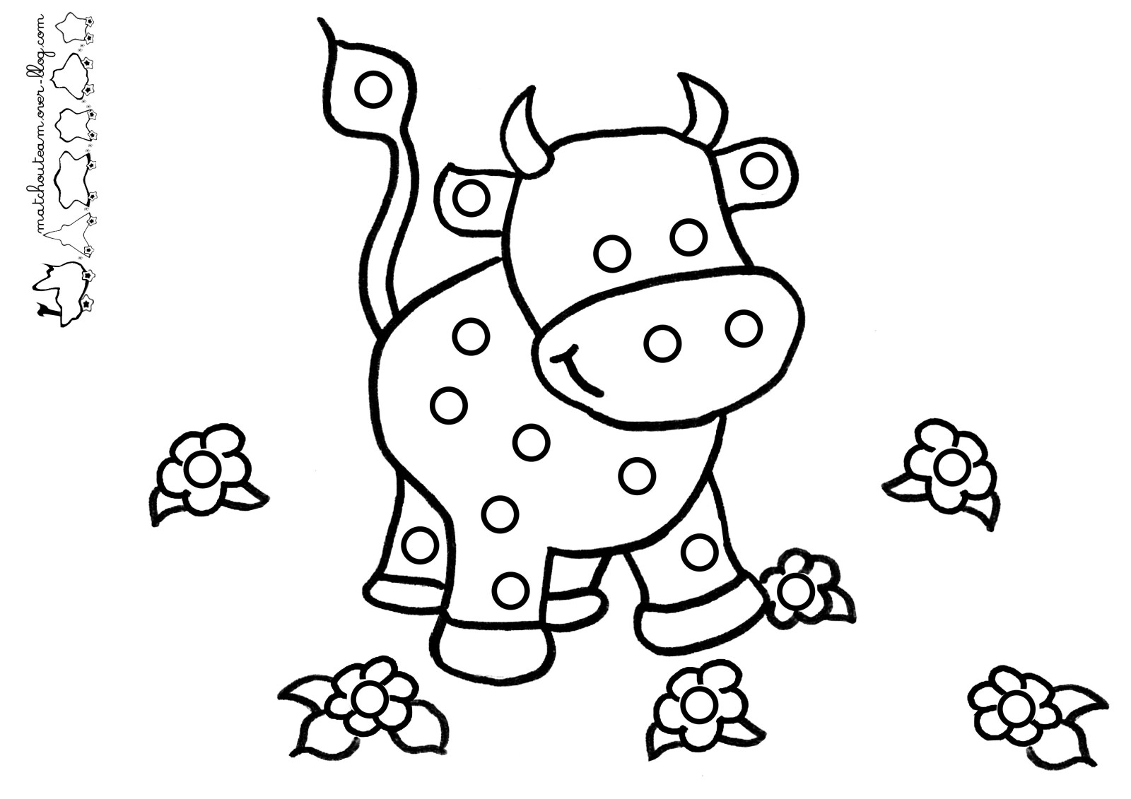 着色页: 奶牛 (动物) #13225 - 免费可打印着色页