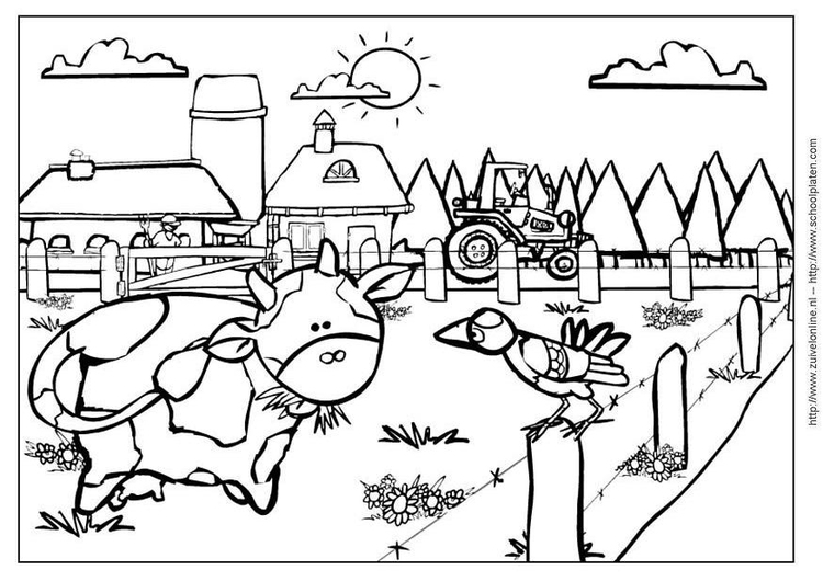 着色页: 奶牛 (动物) #13262 - 免费可打印着色页