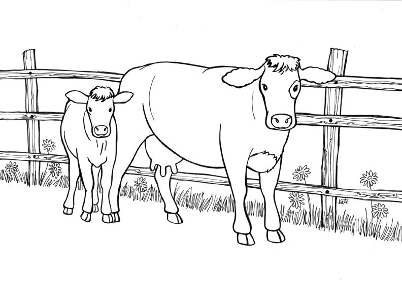 着色页: 奶牛 (动物) #13292 - 免费可打印着色页