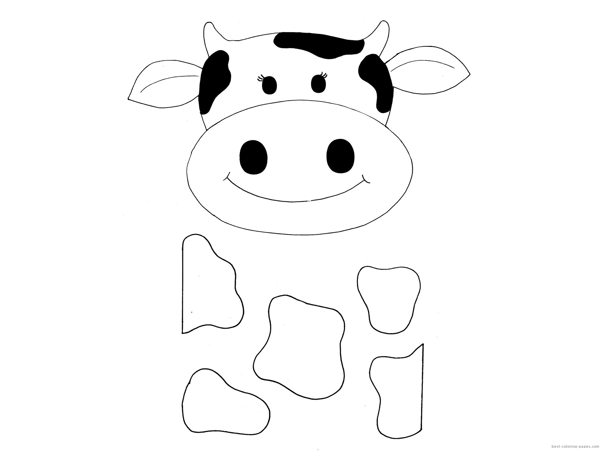 着色页: 奶牛 (动物) #13315 - 免费可打印着色页