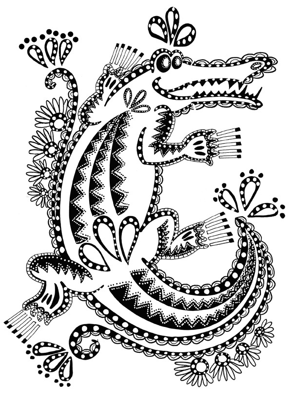 着色页: 鳄鱼 (动物) #4865 - 免费可打印着色页
