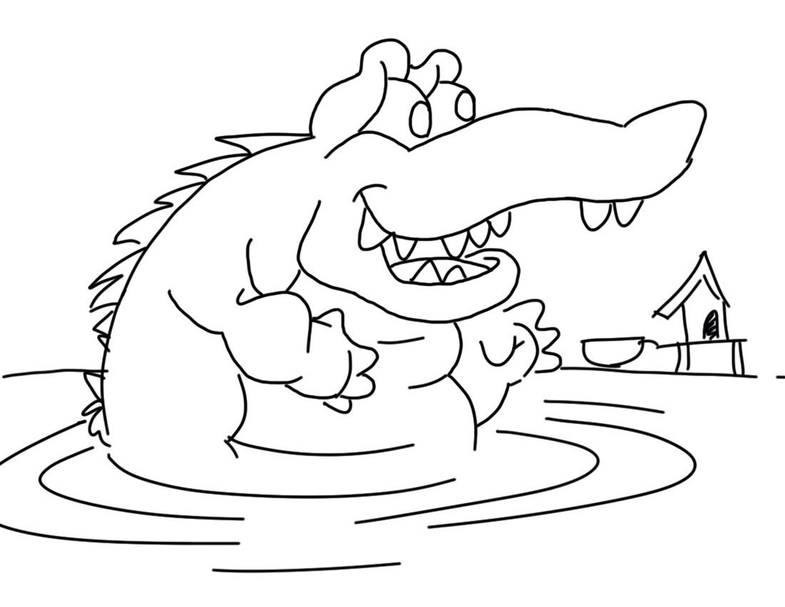着色页: 鳄鱼 (动物) #4878 - 免费可打印着色页