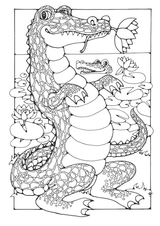 着色页: 鳄鱼 (动物) #4887 - 免费可打印着色页