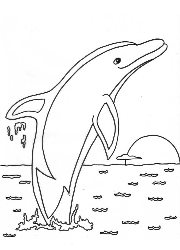 着色页: 海豚 (动物) #5090 - 免费可打印着色页