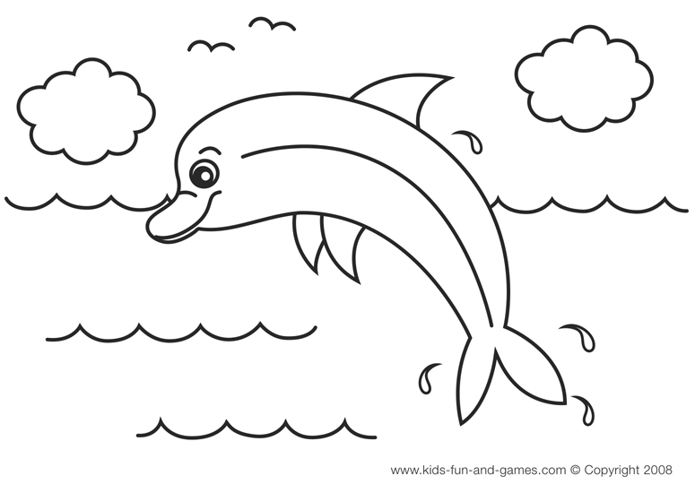 着色页: 海豚 (动物) #5105 - 免费可打印着色页