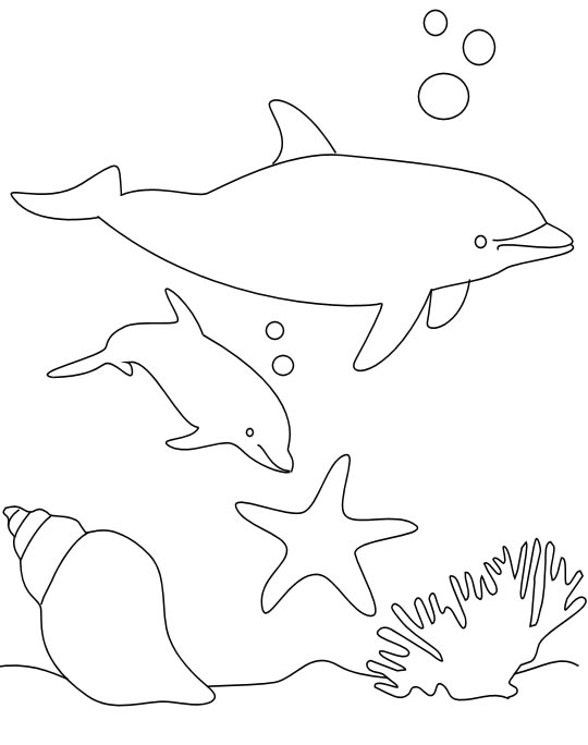 着色页: 海豚 (动物) #5106 - 免费可打印着色页