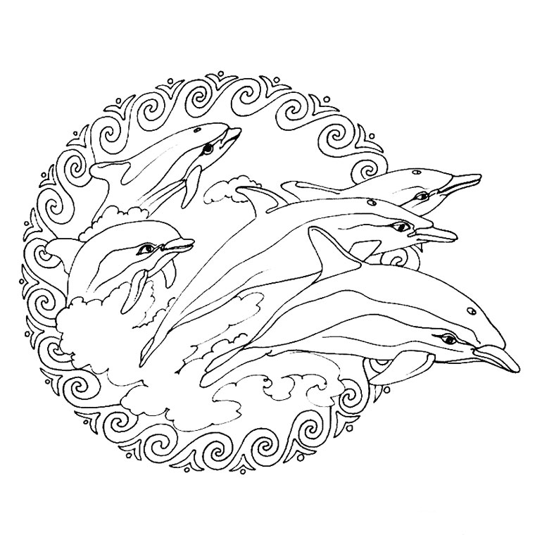 着色页: 海豚 (动物) #5141 - 免费可打印着色页