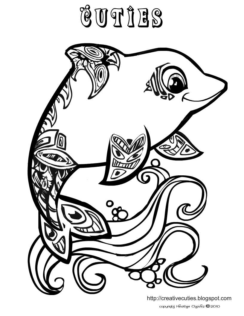 着色页: 海豚 (动物) #5158 - 免费可打印着色页