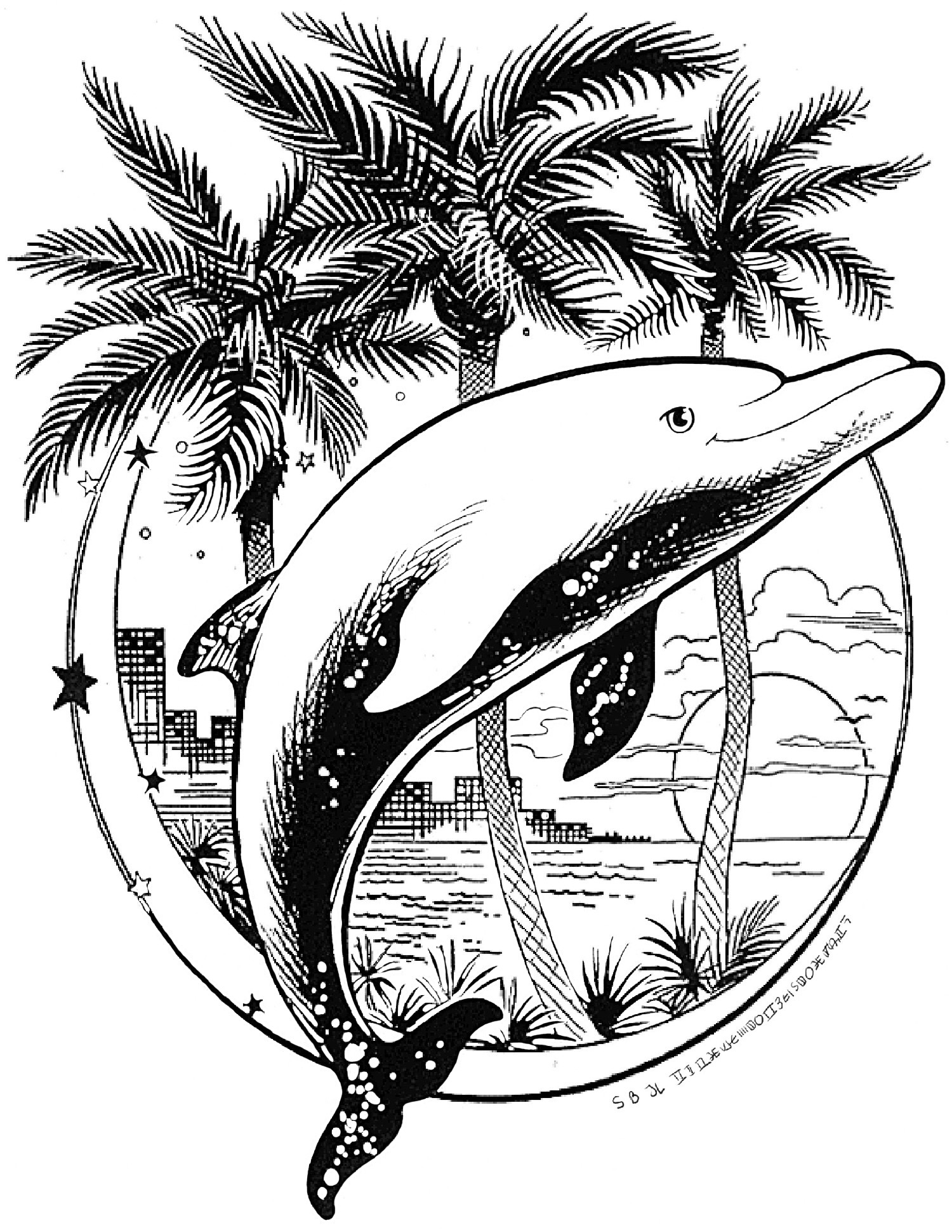 着色页: 海豚 (动物) #5234 - 免费可打印着色页