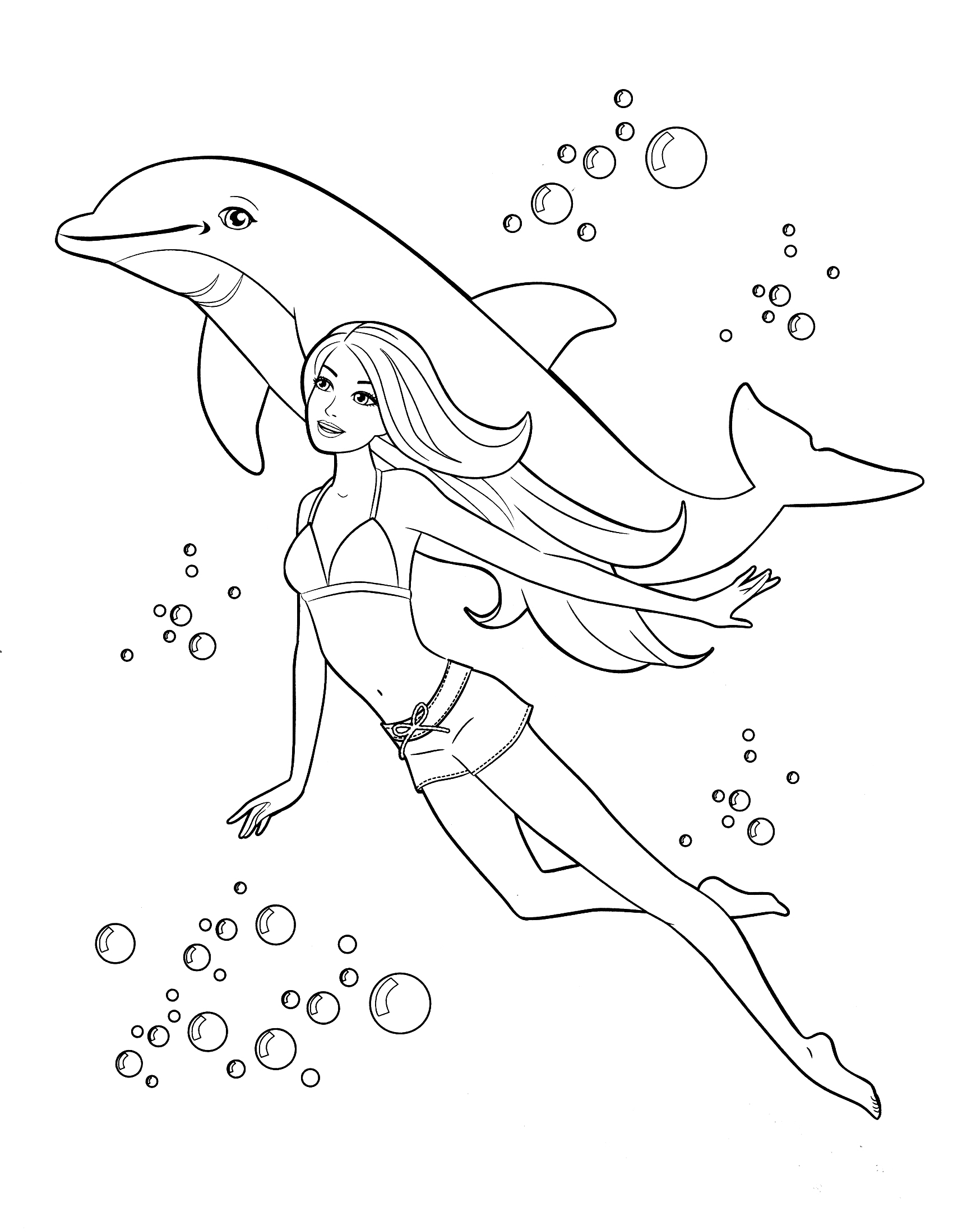 着色页: 海豚 (动物) #5261 - 免费可打印着色页