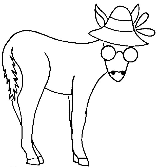着色页: 驴 (动物) #550 - 免费可打印着色页