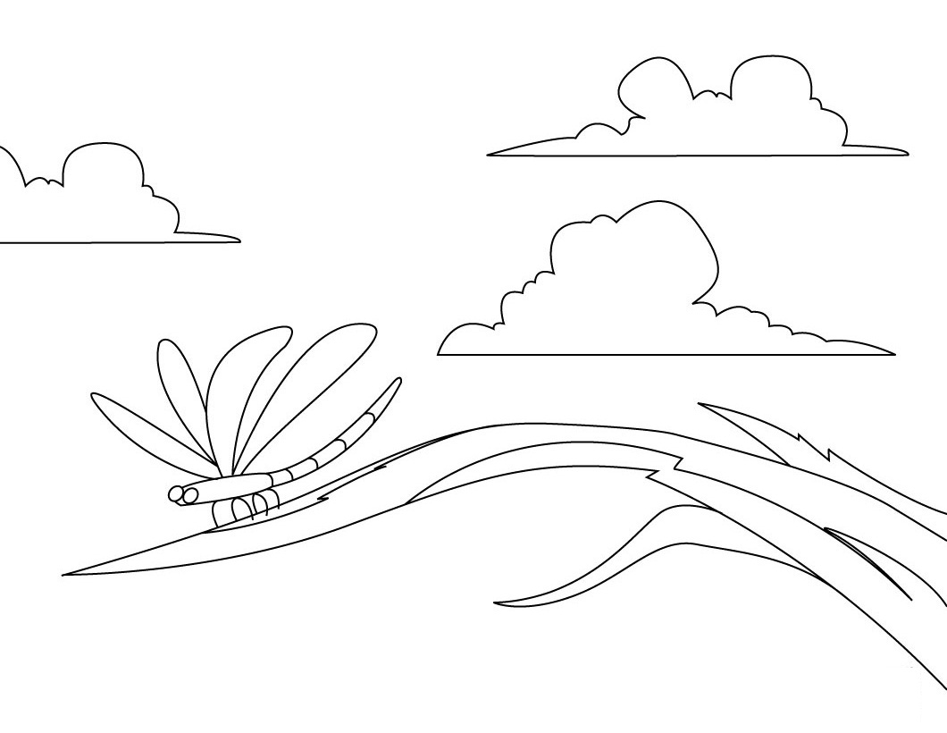 着色页: 蜻蜓 (动物) #10026 - 免费可打印着色页