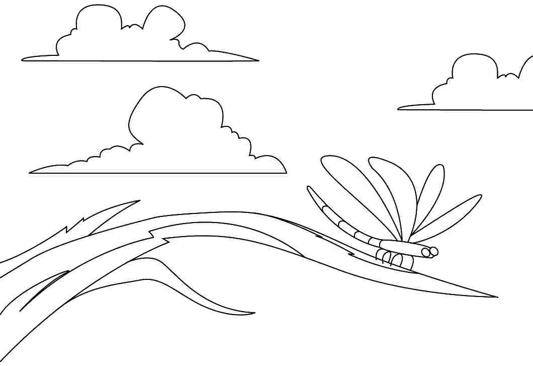 着色页: 蜻蜓 (动物) #10050 - 免费可打印着色页
