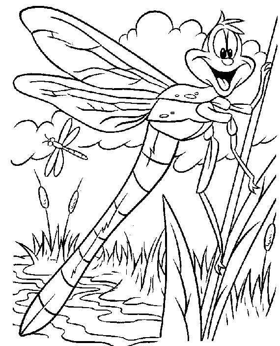 着色页: 蜻蜓 (动物) #9956 - 免费可打印着色页