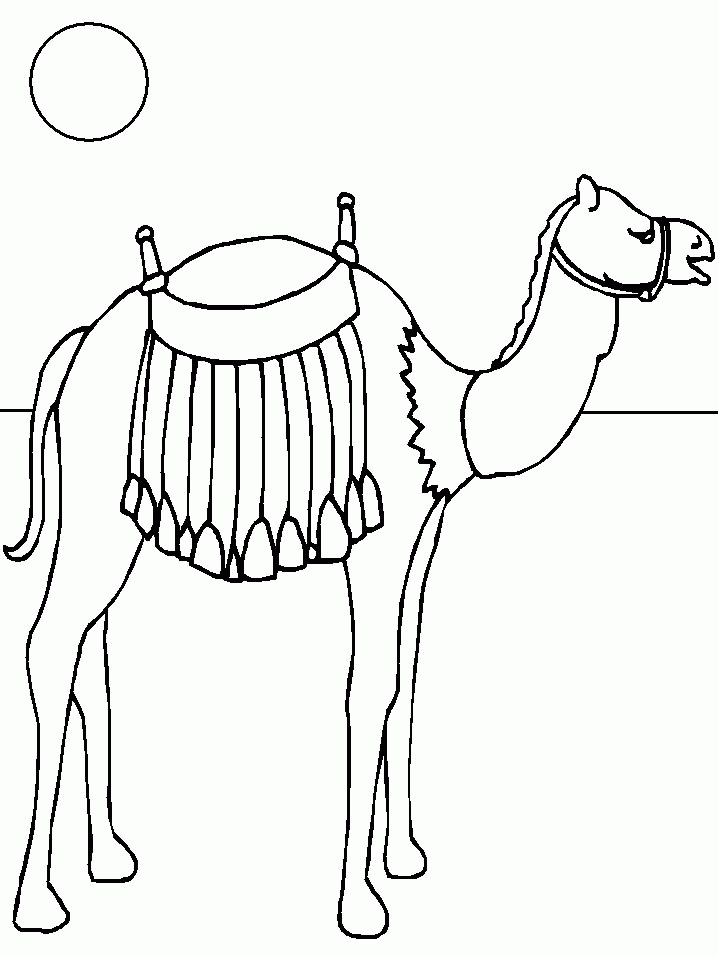 着色页: 单峰骆驼 (动物) #6021 - 免费可打印着色页