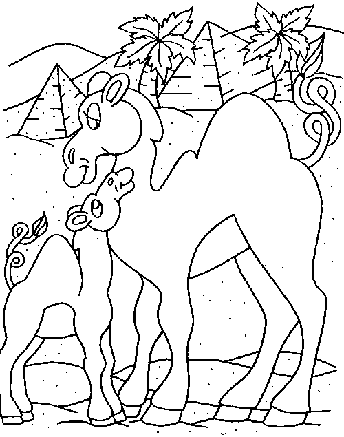 着色页: 单峰骆驼 (动物) #6037 - 免费可打印着色页