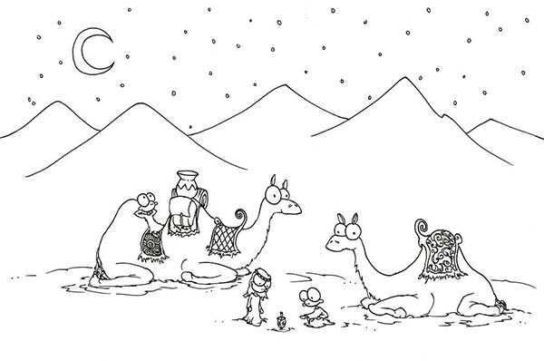 着色页: 单峰骆驼 (动物) #6071 - 免费可打印着色页