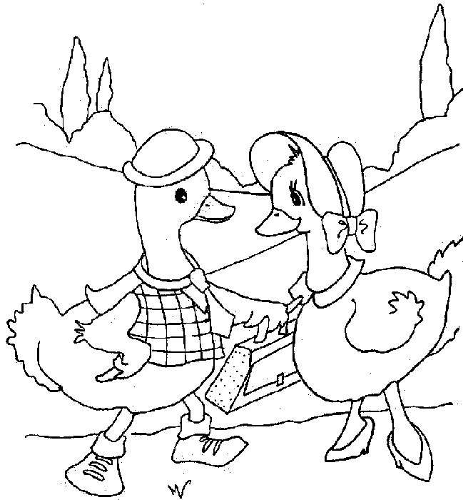 着色页: 鸭子 (动物) #1533 - 免费可打印着色页