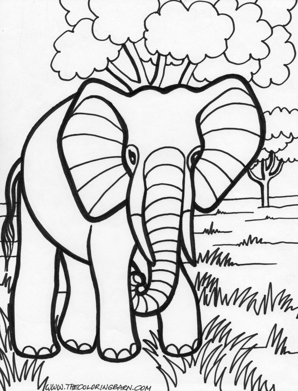 着色页: 大象 (动物) #6327 - 免费可打印着色页