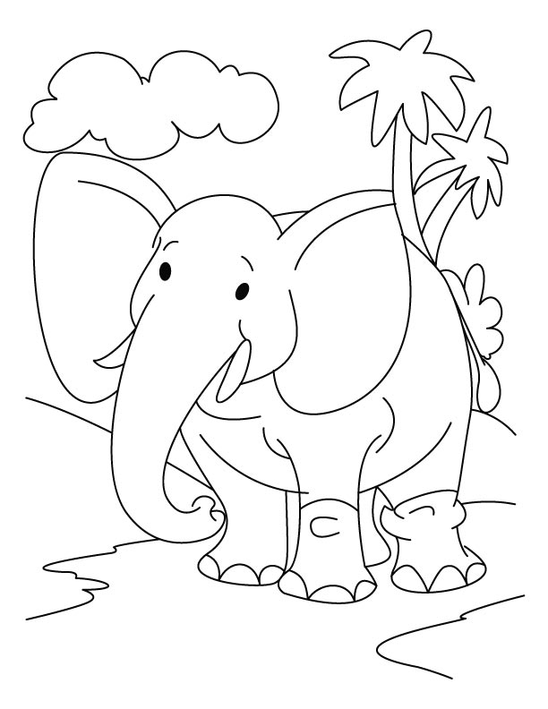 着色页: 大象 (动物) #6329 - 免费可打印着色页