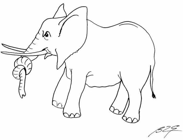着色页: 大象 (动物) #6373 - 免费可打印着色页