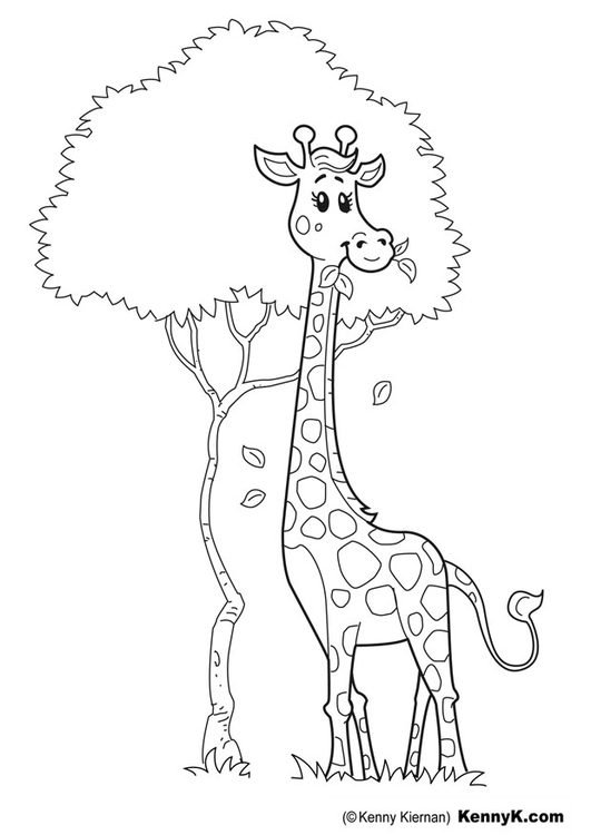 着色页: 长颈鹿 (动物) #7329 - 免费可打印着色页