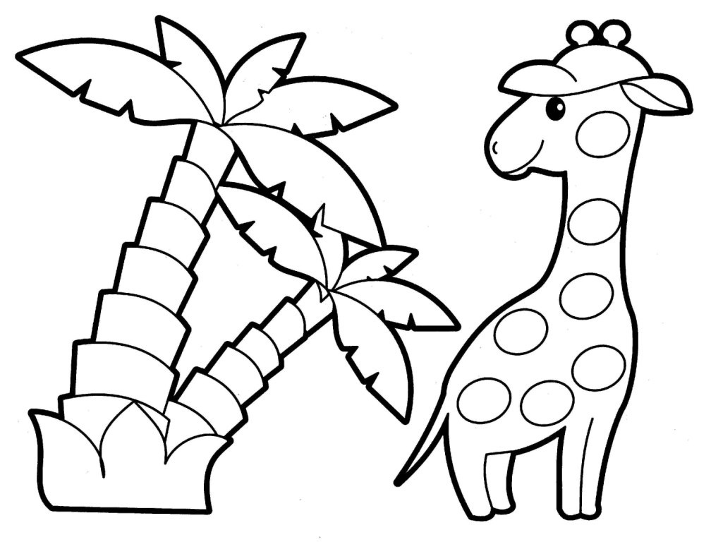 着色页: 长颈鹿 (动物) #7352 - 免费可打印着色页