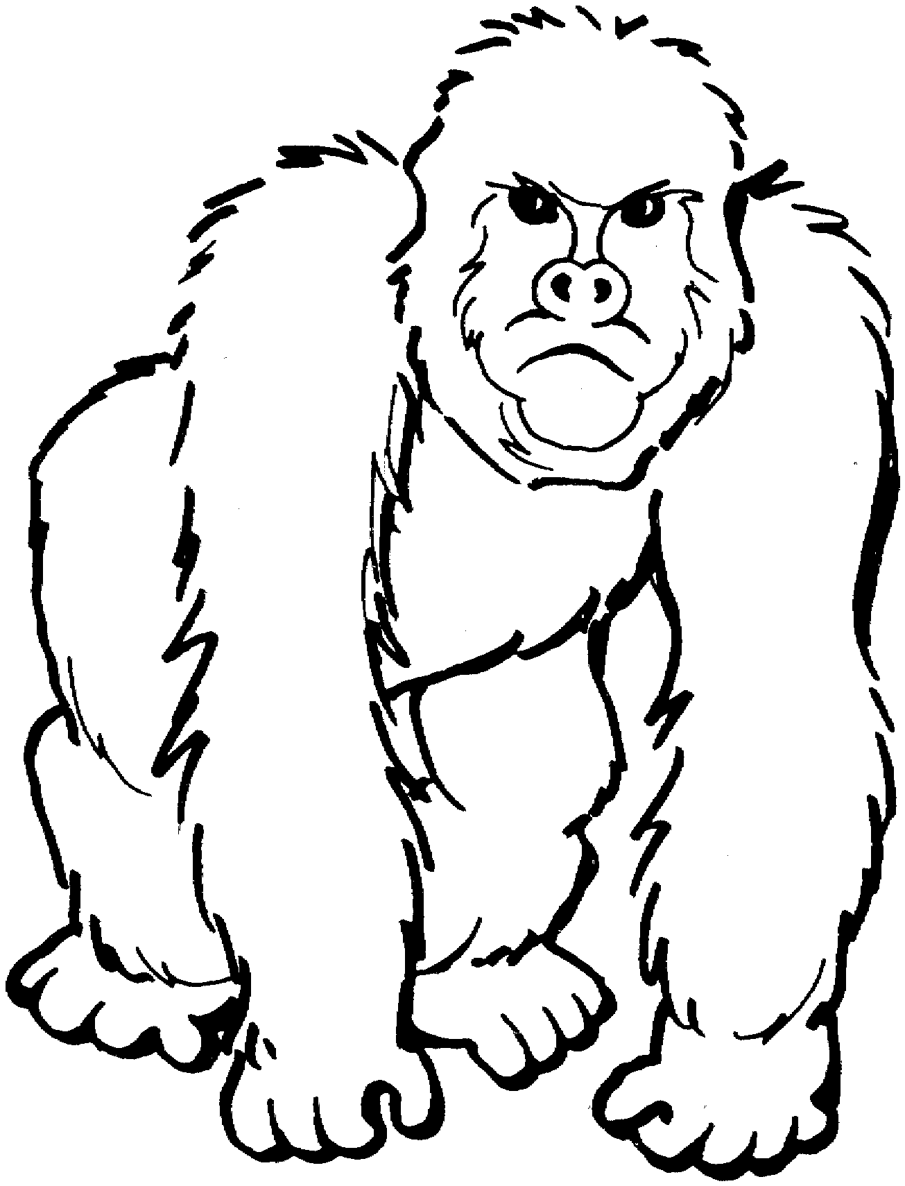 着色页: 大猩猩 (动物) #7419 - 免费可打印着色页