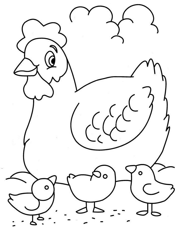 着色页: 母鸡 (动物) #17449 - 免费可打印着色页