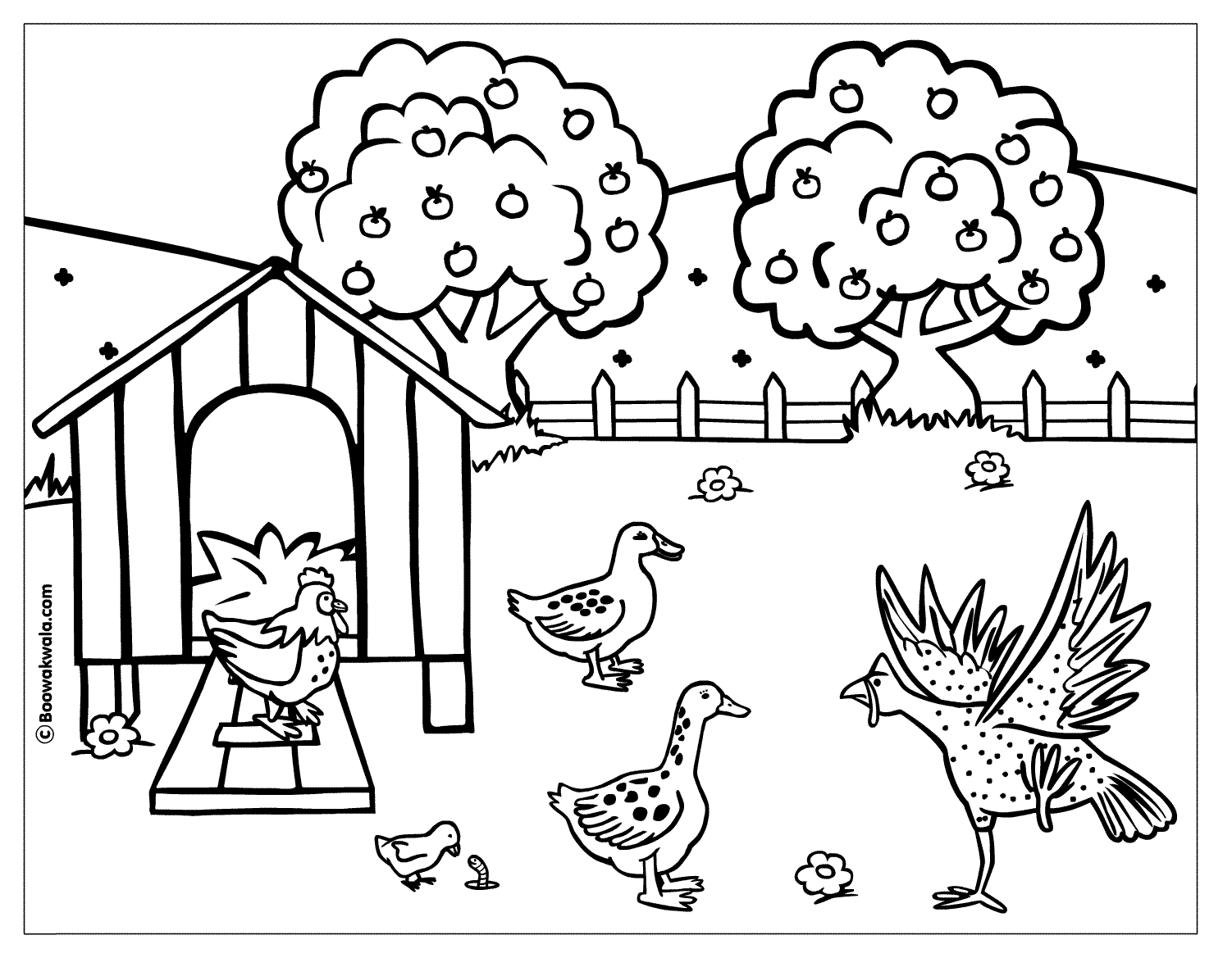 着色页: 母鸡 (动物) #17465 - 免费可打印着色页