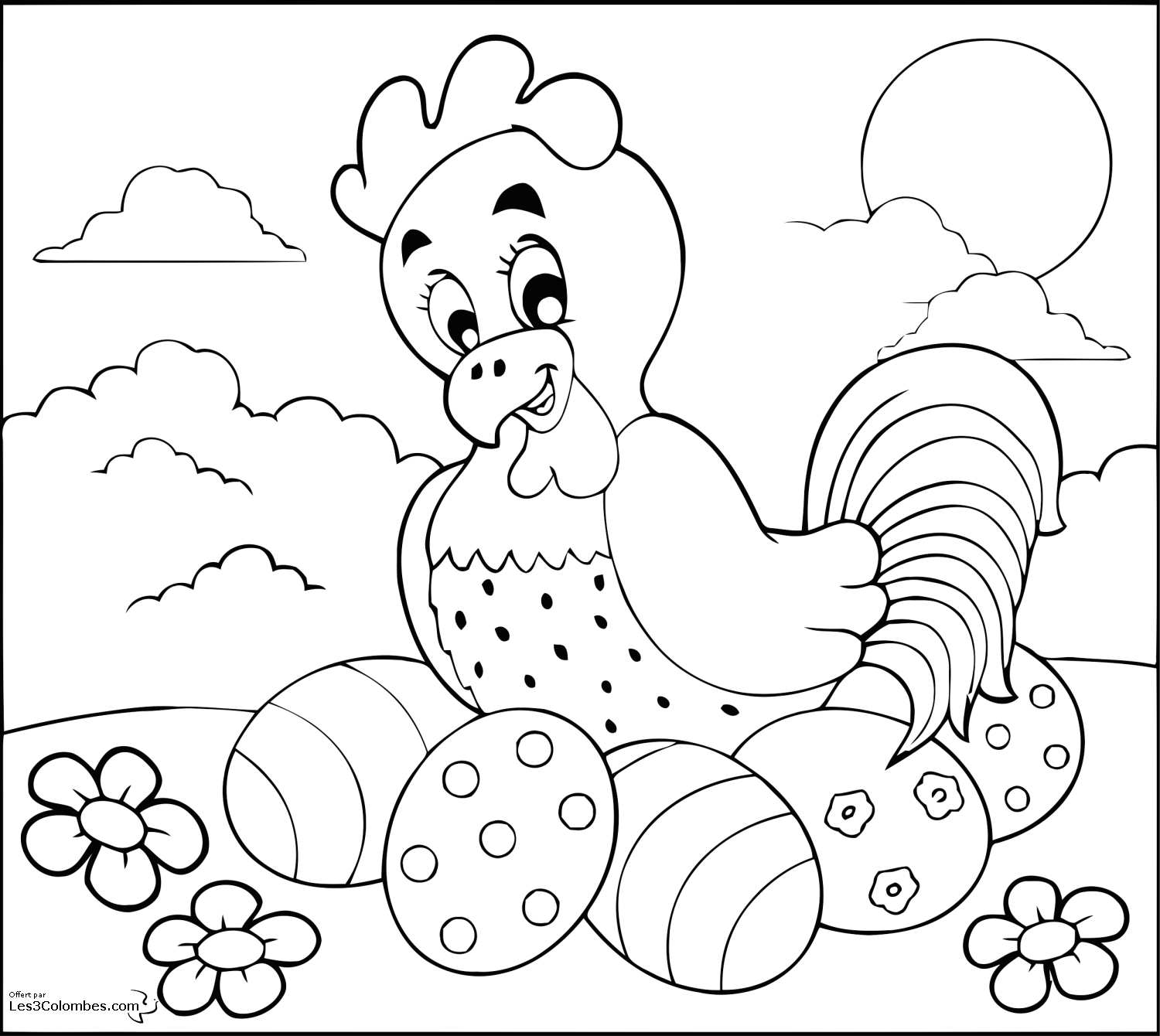 着色页: 母鸡 (动物) #17504 - 免费可打印着色页