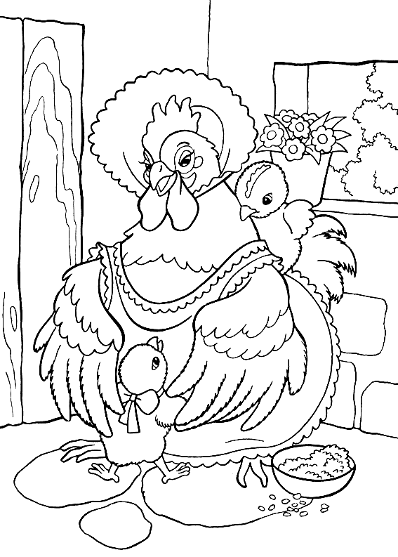 着色页: 母鸡 (动物) #17525 - 免费可打印着色页